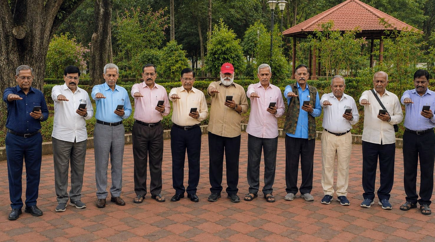 Members holding mobile phones at the Association's Independence Day gathering